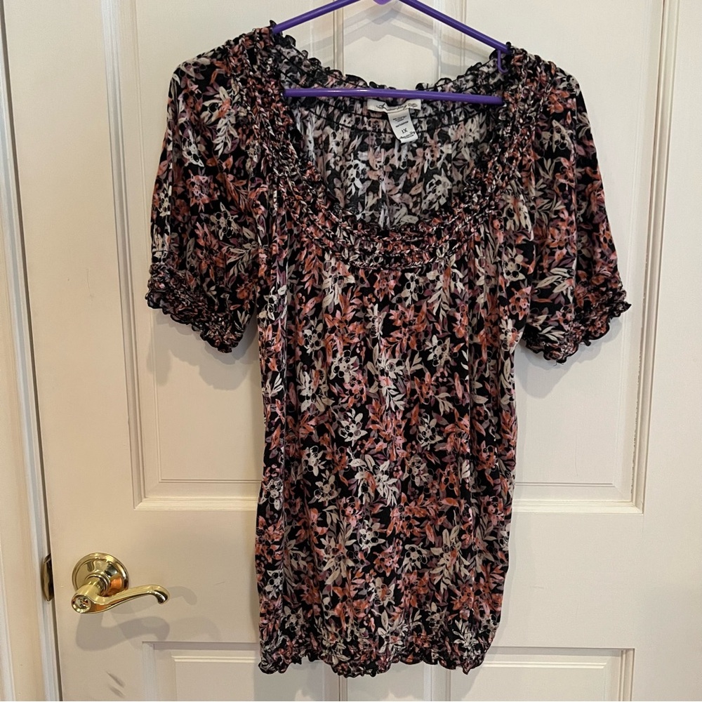 Womens AMERICAN RAG Plus Size 1X Floral Rayon Top